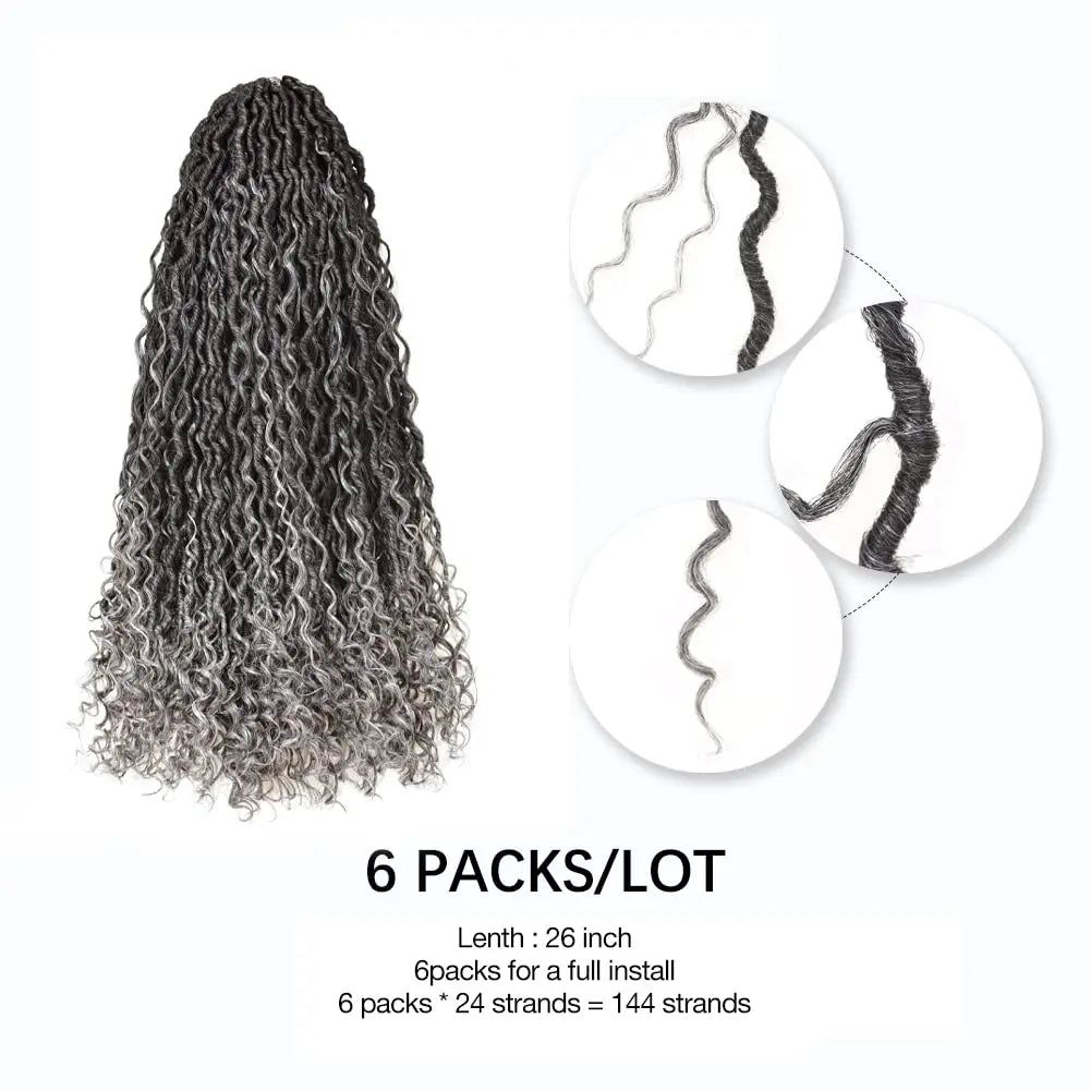 ( US ONLY) FAST SHIPPING GL | Toyotress® Curly Locs Crochet Hair - Natural Black Pre-twisted Faux Locs Crochet Braids, Short Pre-looped Synthetic Braiding Hair Extensions Toyotress