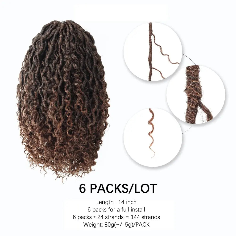 ( US ONLY) FAST SHIPPING GL | Toyotress® Curly Locs Crochet Hair - Natural Black Pre-twisted Faux Locs Crochet Braids, Short Pre-looped Synthetic Braiding Hair Extensions Toyotress