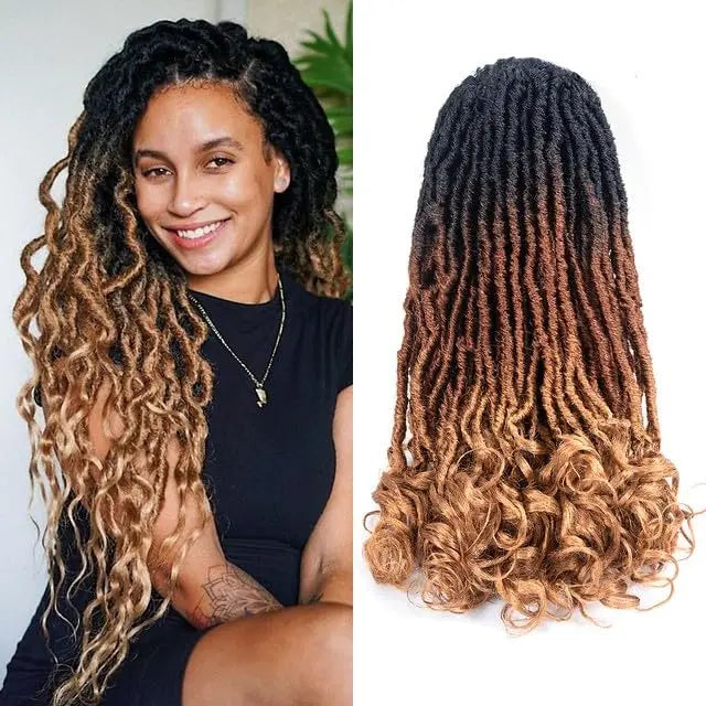 ( US ONLY) FAST SHIPPING FC | Toyotress® French Curl Locs Crochet Hair Curly Faux Locs 8 Packs Black Pre-Looped Crochet Hair with Curly ends Crochet Hair with Soft Curly Wave Ends Hair Extensions Toyotress
