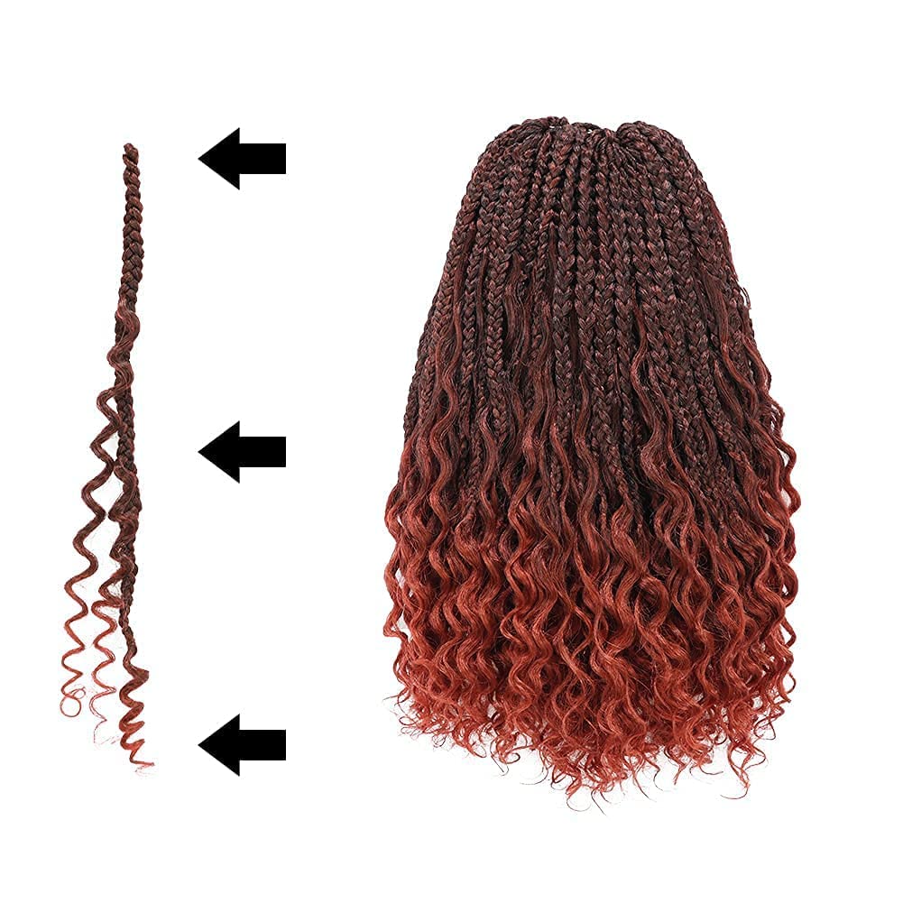 FAST SHIPPING 3-5 DAY GBB | ToyoTress Bohemian Box Braids Crochet Hair - 10 Inch 8 Packs Ombre Brown Blonde Box Braids Crochet Hair Curly End Crochet Braids, Short Pre-looped Synthetic Braidsing Hair Extensions