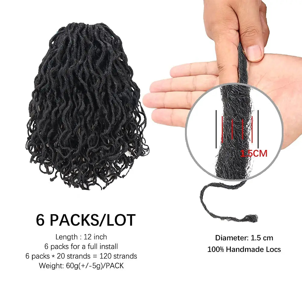 ( US ONLY) FAST SHIPPING GL | Toyotress® Curly Locs Crochet Hair - Natural Black Pre-twisted Faux Locs Crochet Braids, Short Pre-looped Synthetic Braiding Hair Extensions Toyotress