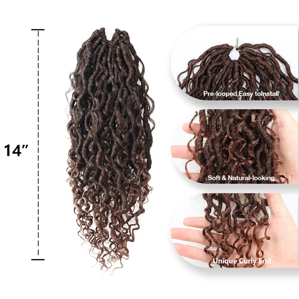 FAST SHIPPING 3-5 DAY GL | ToyoTress Curly Locs Crochet Hair - Natural Black Pre-twisted Faux Locs Crochet Braids, Short Pre-looped Synthetic Braiding Hair Extensions