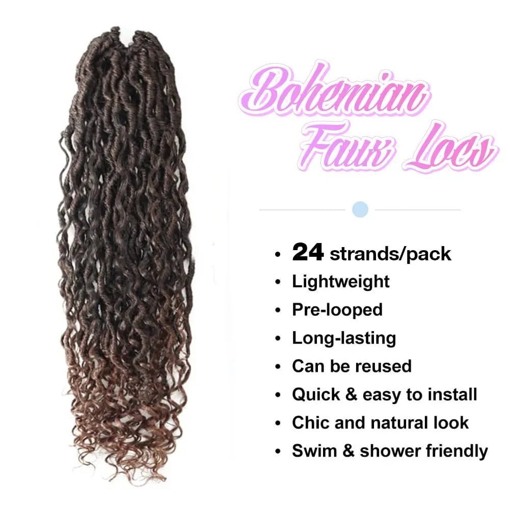 ( US ONLY) FAST SHIPPING GL | Toyotress® Curly Locs Crochet Hair - Natural Black Pre-twisted Faux Locs Crochet Braids, Short Pre-looped Synthetic Braiding Hair Extensions Toyotress