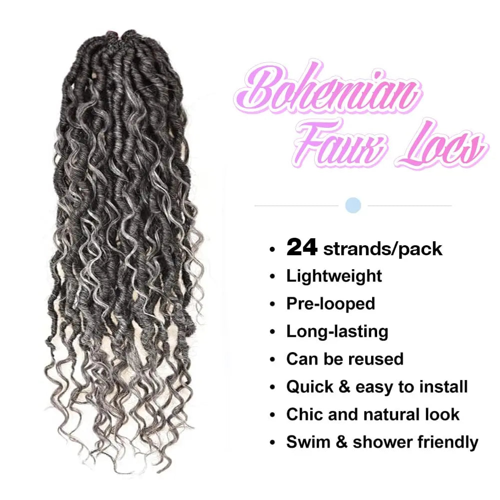 ( US ONLY) FAST SHIPPING GL | Toyotress® Curly Locs Crochet Hair - Natural Black Pre-twisted Faux Locs Crochet Braids, Short Pre-looped Synthetic Braiding Hair Extensions Toyotress