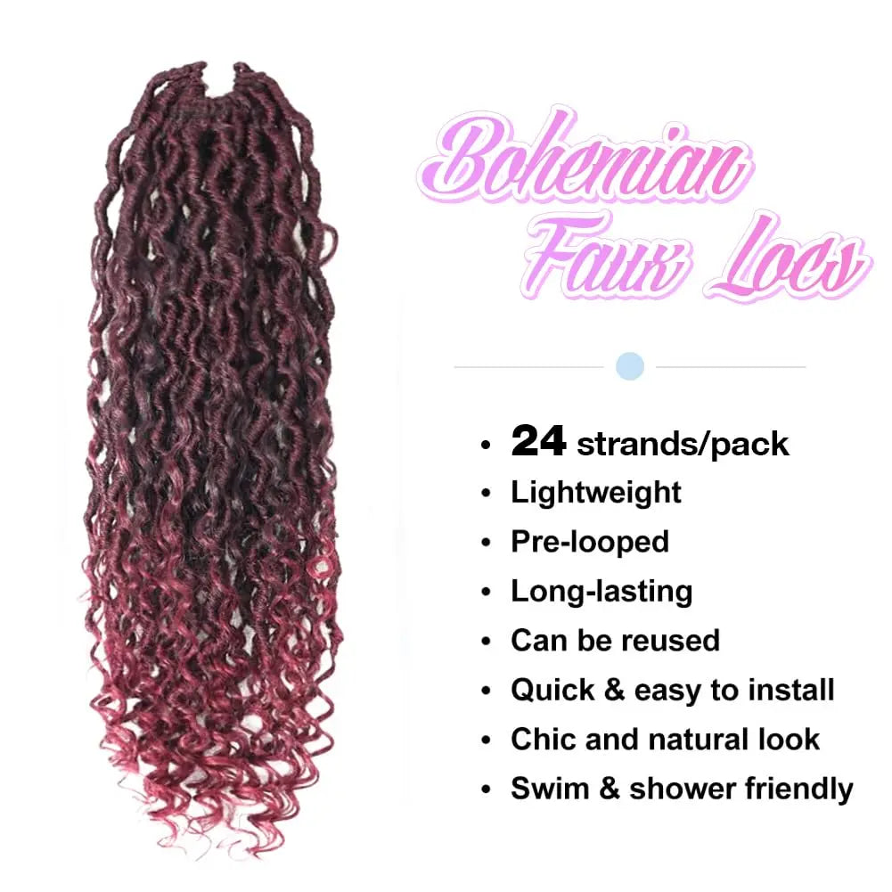 ( US ONLY) FAST SHIPPING GL | Toyotress® Curly Locs Crochet Hair - Natural Black Pre-twisted Faux Locs Crochet Braids, Short Pre-looped Synthetic Braiding Hair Extensions Toyotress