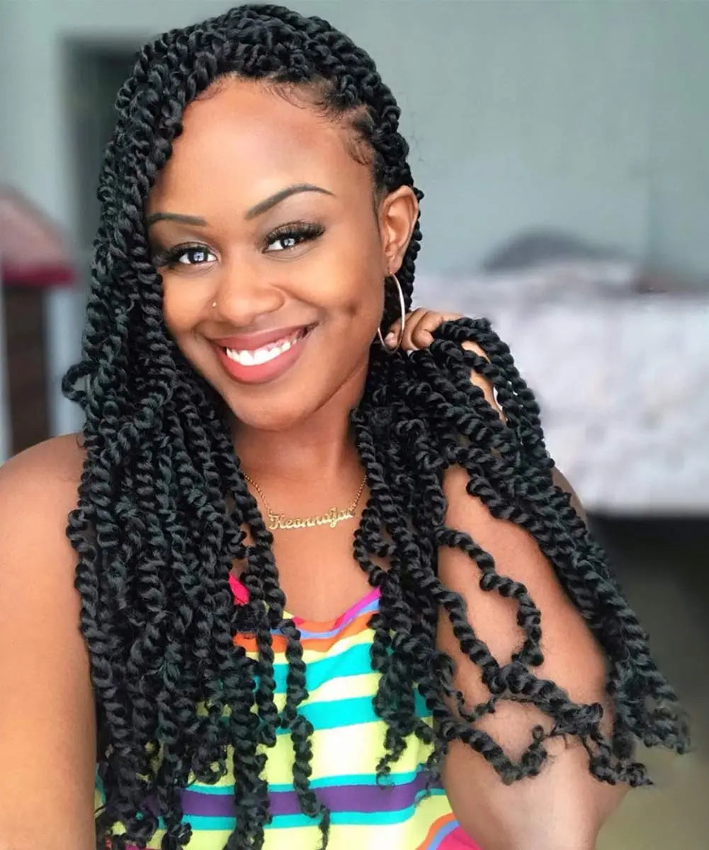 ( US ONLY) FAST SHIPPING NB | Toyotress® Tiana Passion Twist Hair - Pre-twisted Crochet Braids Natural Black, Pre-looped Synthetic Braiding Hair Extensions Toyotress