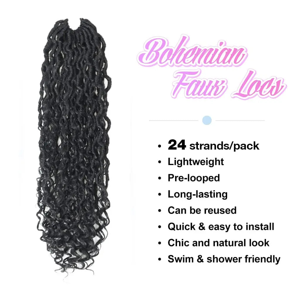 ( US ONLY) FAST SHIPPING GL | Toyotress® Curly Locs Crochet Hair - Natural Black Pre-twisted Faux Locs Crochet Braids, Short Pre-looped Synthetic Braiding Hair Extensions Toyotress