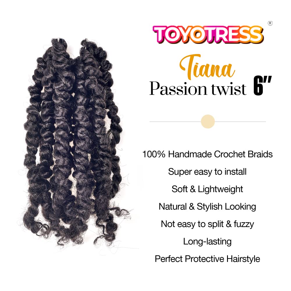 FAST SHIPPING 3-5 DAY NB | ToyoTress Tiana Passion Twist Hair - Pre-twisted Crochet Braids Natural Black, Pre-looped Synthetic Braiding Hair Extensions