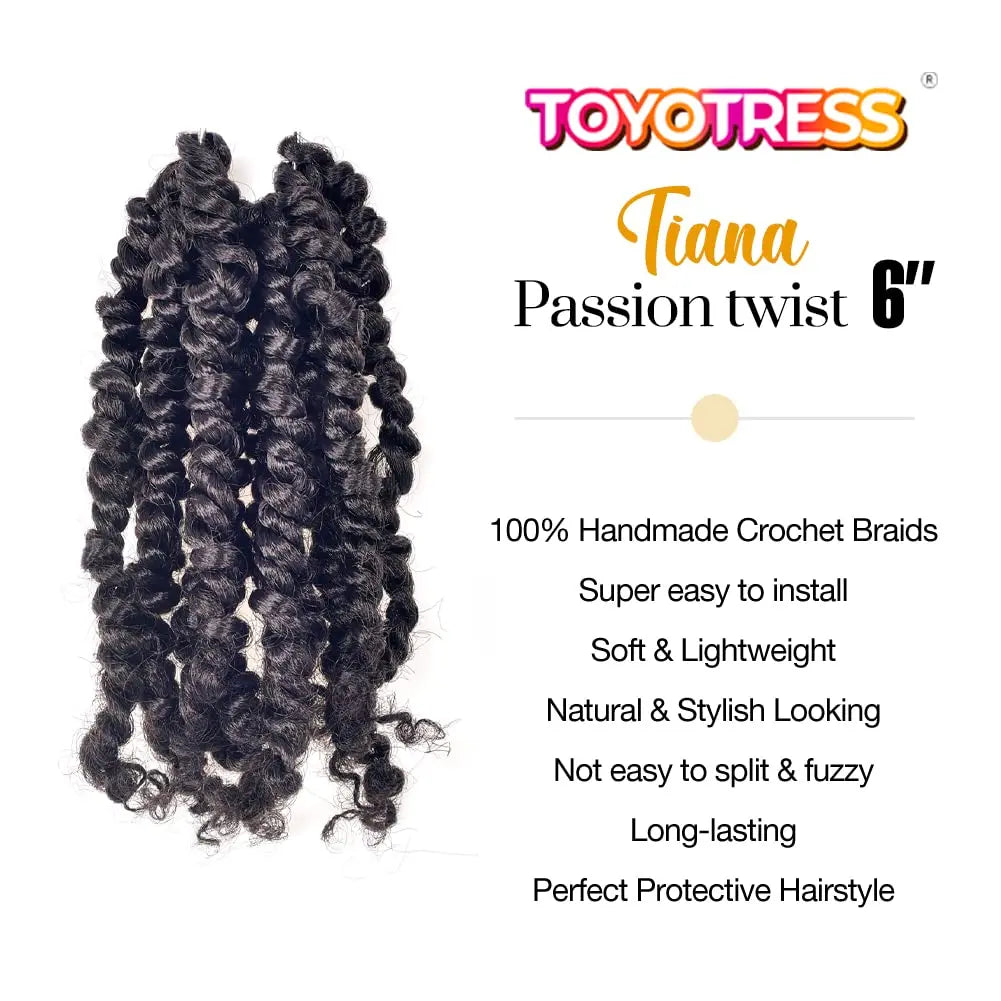 ( US ONLY) FAST SHIPPING NB | Toyotress® Tiana Passion Twist Hair - Pre-twisted Crochet Braids Natural Black, Pre-looped Synthetic Braiding Hair Extensions Toyotress
