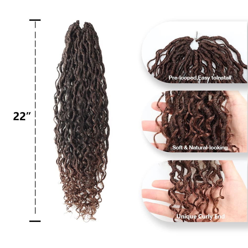 FAST SHIPPING 3-5 DAY GL | ToyoTress Curly Locs Crochet Hair - Natural Black Pre-twisted Faux Locs Crochet Braids, Short Pre-looped Synthetic Braiding Hair Extensions