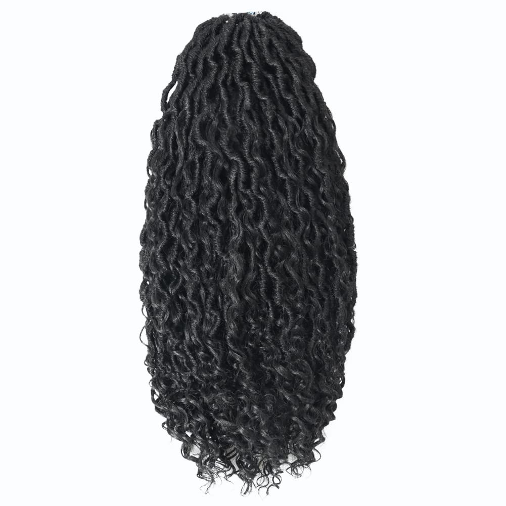 FAST SHIPPING 3-5 DAY GL | ToyoTress Curly Locs Crochet Hair - Natural Black Pre-twisted Faux Locs Crochet Braids, Short Pre-looped Synthetic Braiding Hair Extensions