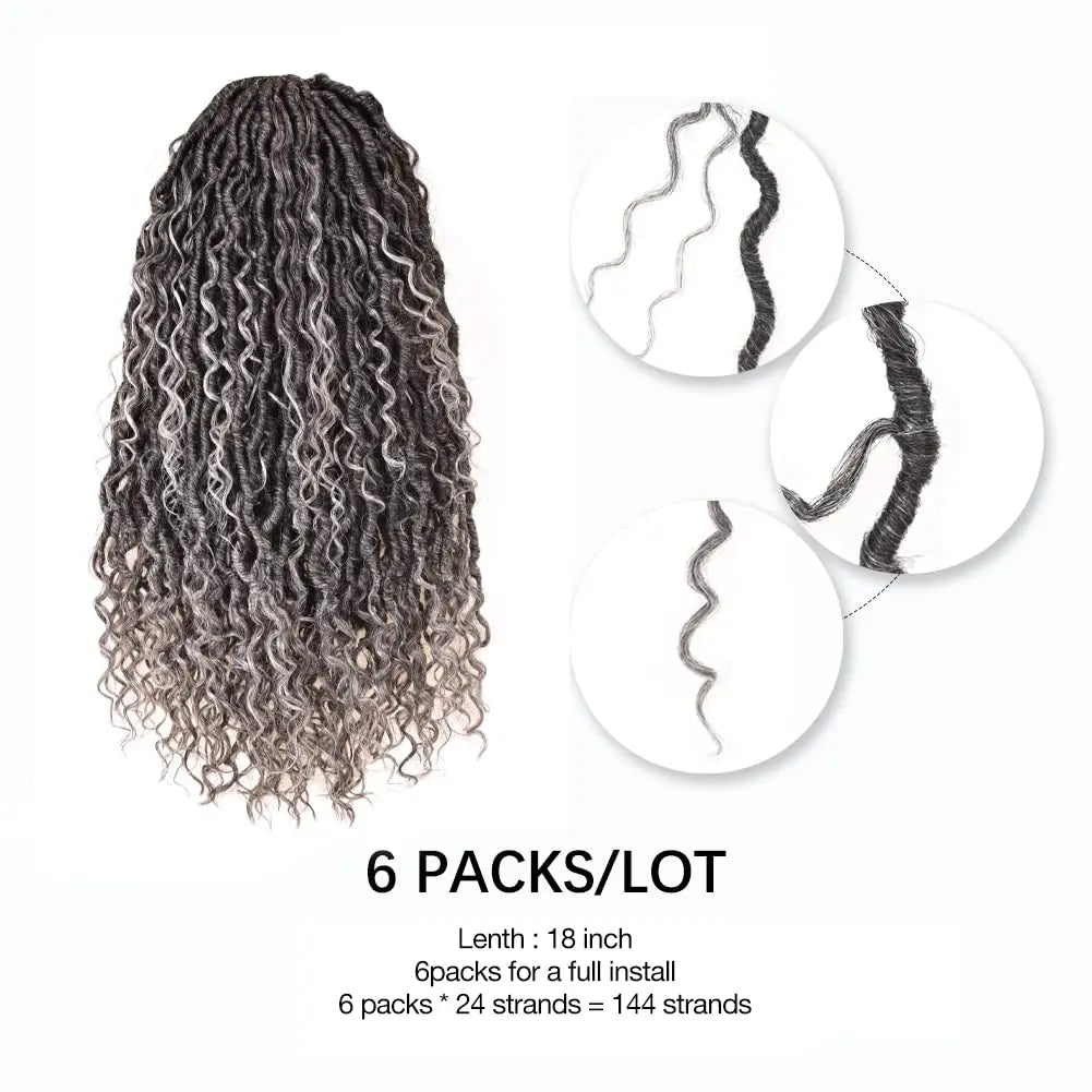 ( US ONLY) FAST SHIPPING GL | Toyotress® Curly Locs Crochet Hair - Natural Black Pre-twisted Faux Locs Crochet Braids, Short Pre-looped Synthetic Braiding Hair Extensions Toyotress