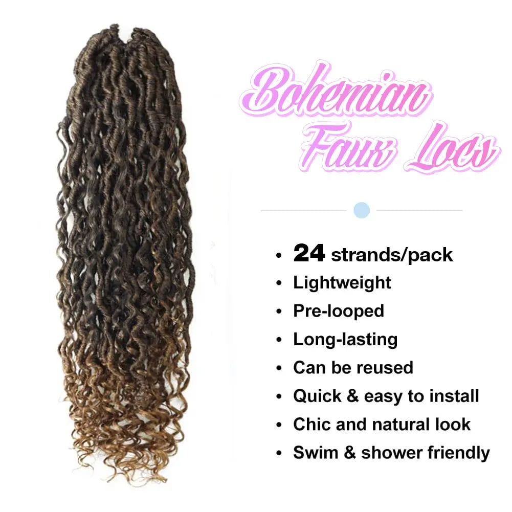 ( US ONLY) FAST SHIPPING GL | Toyotress® Curly Locs Crochet Hair - Natural Black Pre-twisted Faux Locs Crochet Braids, Short Pre-looped Synthetic Braiding Hair Extensions Toyotress