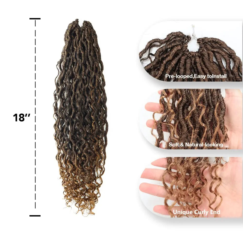 ( US ONLY) FAST SHIPPING GL | Toyotress® Curly Locs Crochet Hair - Natural Black Pre-twisted Faux Locs Crochet Braids, Short Pre-looped Synthetic Braiding Hair Extensions Toyotress