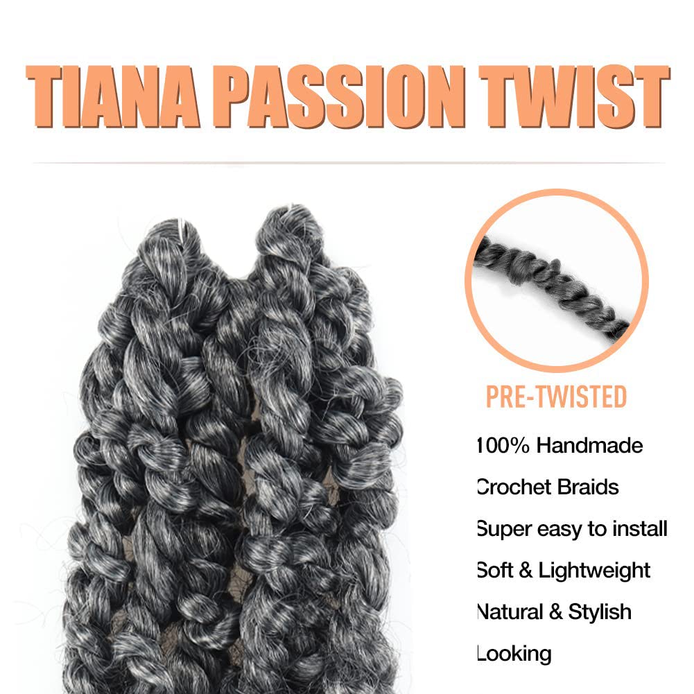 FAST SHIPPING 3-5 DAY NB | ToyoTress Tiana Passion Twist Hair - Pre-twisted Crochet Braids Natural Black, Pre-looped Synthetic Braiding Hair Extensions