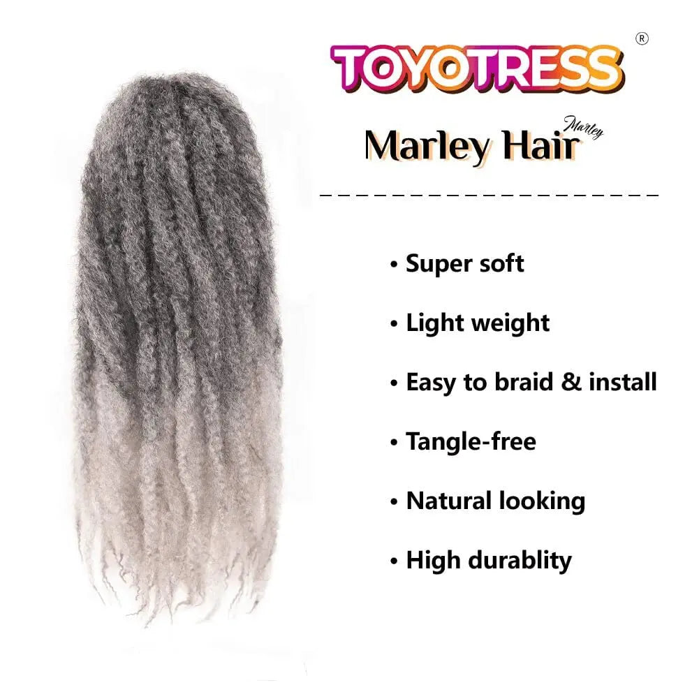 ( US ONLY) FAST SHIPPING Marley Hair | Toyotress® Marley Twist Hair - Short Black Marley Hair For Faux Locs, Afro Kinky Curly Marley Twist Braiding Hair Extensions Synthetic Toyotress