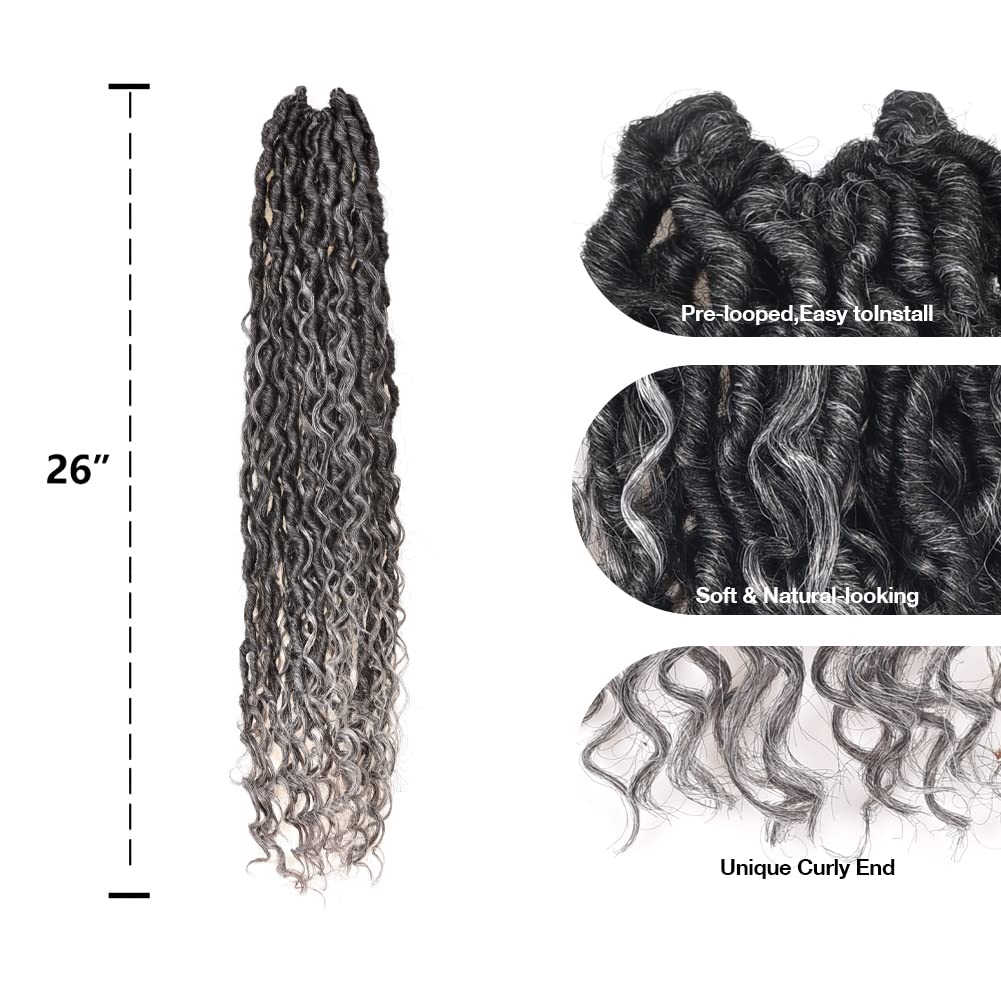 ( US ONLY) FAST SHIPPING GL | ToyoTress Curly Locs Crochet Hair - Natural Black Pre-twisted Faux Locs Crochet Braids, Short Pre-looped Synthetic Braiding Hair Extensions