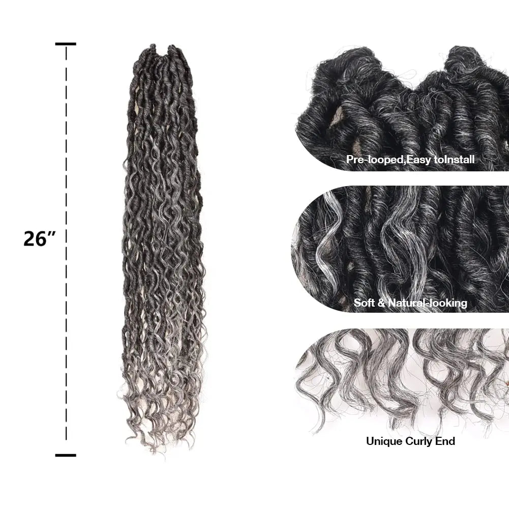 ( US ONLY) FAST SHIPPING GL | Toyotress® Curly Locs Crochet Hair - Natural Black Pre-twisted Faux Locs Crochet Braids, Short Pre-looped Synthetic Braiding Hair Extensions Toyotress