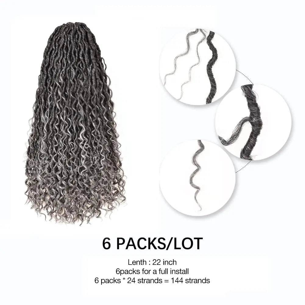 ( US ONLY) FAST SHIPPING GL | Toyotress® Curly Locs Crochet Hair - Natural Black Pre-twisted Faux Locs Crochet Braids, Short Pre-looped Synthetic Braiding Hair Extensions Toyotress