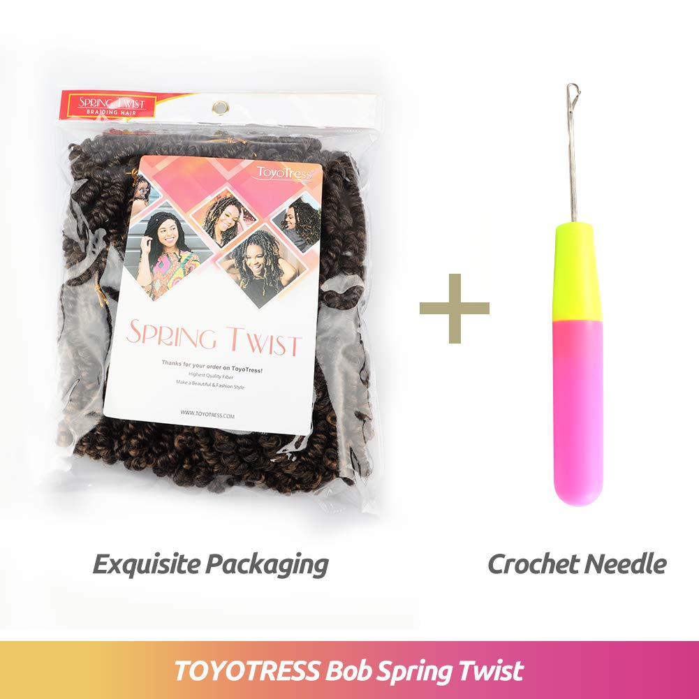 FAST SHIPPING 3-5 DAY Bob Spring | TOYOTRESS Bob Spring Twist (160 strands), Short Fluffy Twist, Pre-Twisted Pre-Looped Crochet Install Hair Super Cute & Versatile Crochet Braids