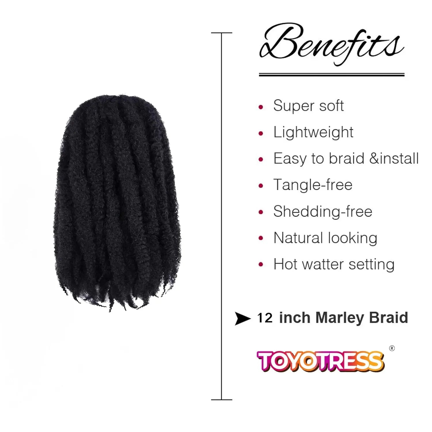 ( US ONLY) FAST SHIPPING Marley Hair | Toyotress® Marley Twist Hair - Short Black Marley Hair For Faux Locs, Afro Kinky Curly Marley Twist Braiding Hair Extensions Synthetic Toyotress