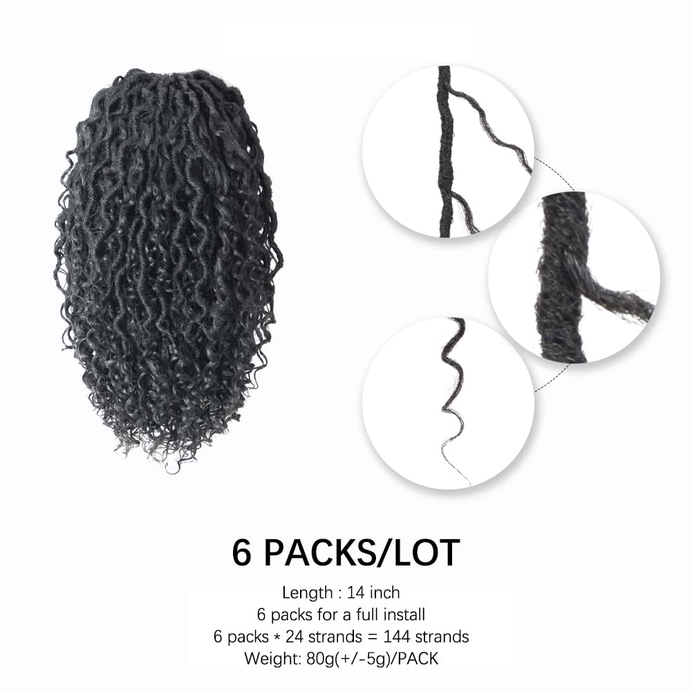 FAST SHIPPING 3-5 DAY GL | ToyoTress Curly Locs Crochet Hair - Natural Black Pre-twisted Faux Locs Crochet Braids, Short Pre-looped Synthetic Braiding Hair Extensions