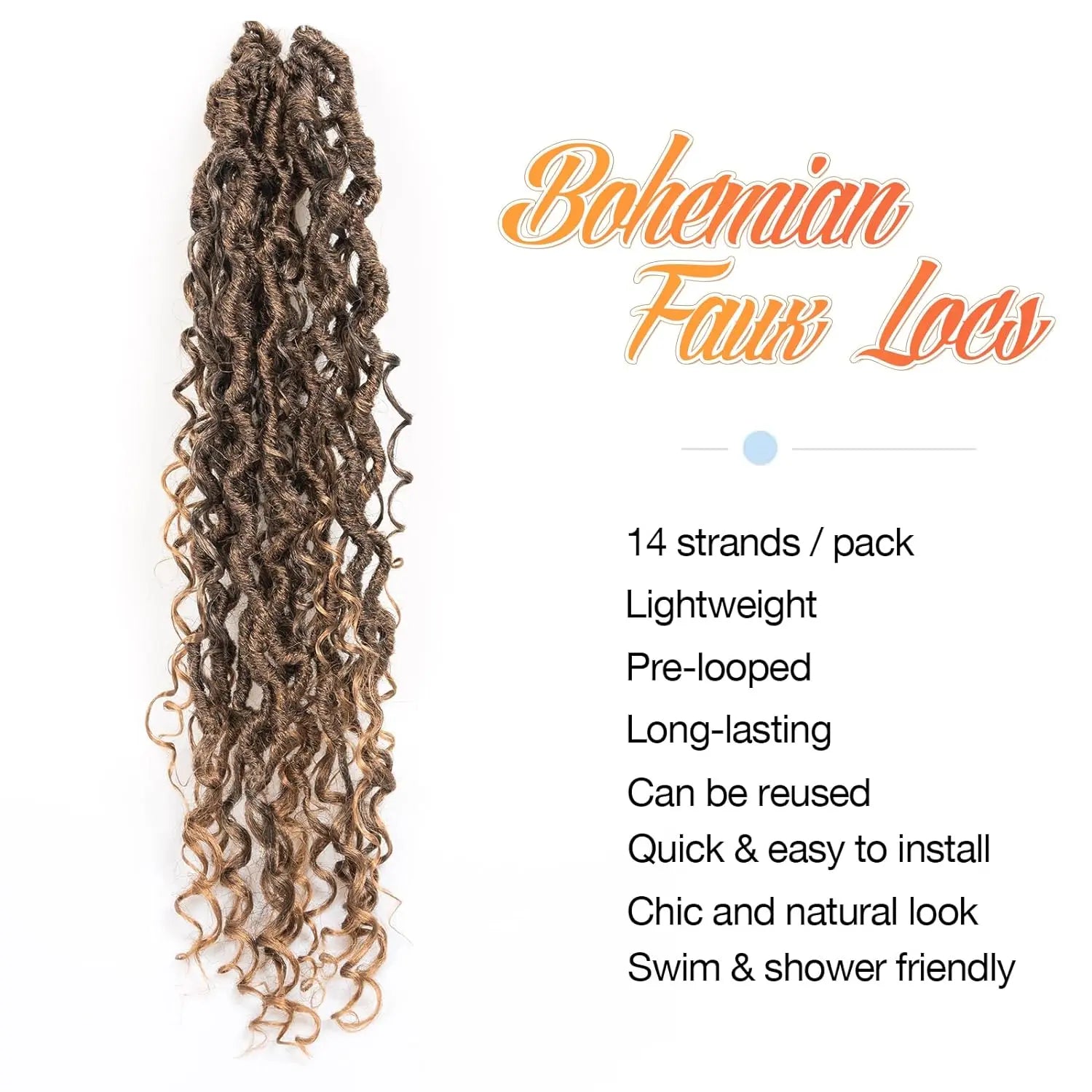 ( US ONLY) FAST SHIPPING GL | Toyotress® Curly Locs Crochet Hair - Natural Black Pre-twisted Faux Locs Crochet Braids, Short Pre-looped Synthetic Braiding Hair Extensions Toyotress