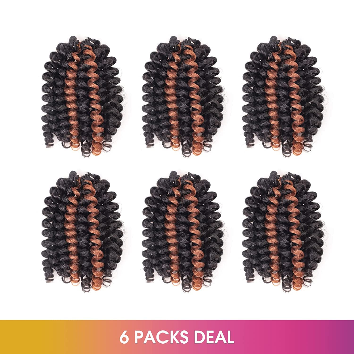 ( US ONLY) FAST SHIPPING WC | Toyotress Wand Curl Crochet Hair - 6 Packs Jet Black Jamaican Bounce Crochet Hair, Short Bob Curly Crochet Braids Bouncy Curls Synthetic Braiding Hair Extensions