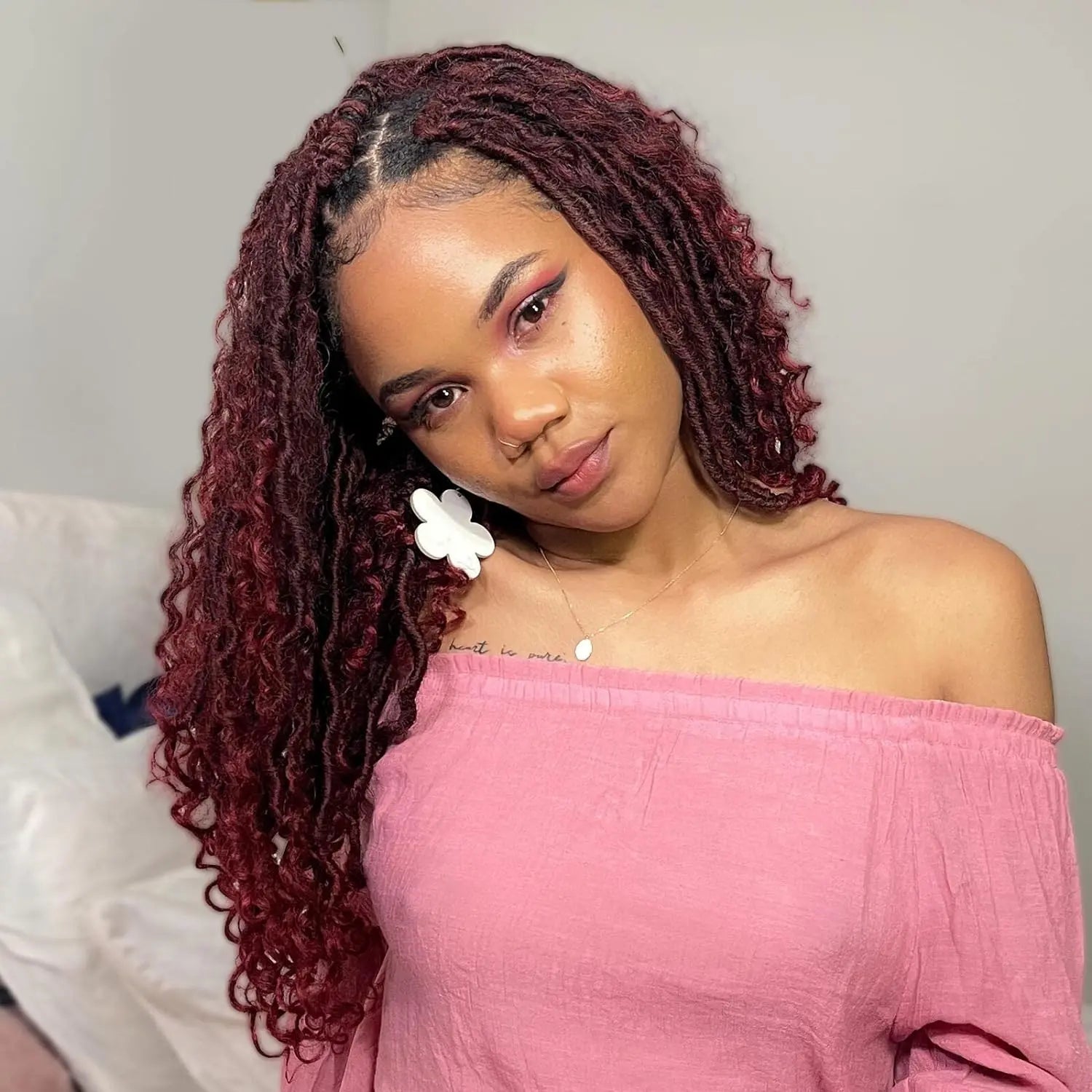 ( US ONLY) FAST SHIPPING GL | Toyotress® Curly Locs Crochet Hair - Natural Black Pre-twisted Faux Locs Crochet Braids, Short Pre-looped Synthetic Braiding Hair Extensions Toyotress