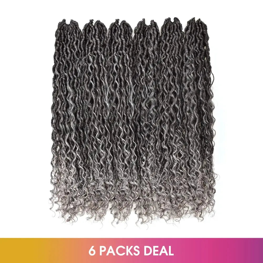 ( US ONLY) FAST SHIPPING GL | Toyotress® Curly Locs Crochet Hair - Natural Black Pre-twisted Faux Locs Crochet Braids, Short Pre-looped Synthetic Braiding Hair Extensions Toyotress