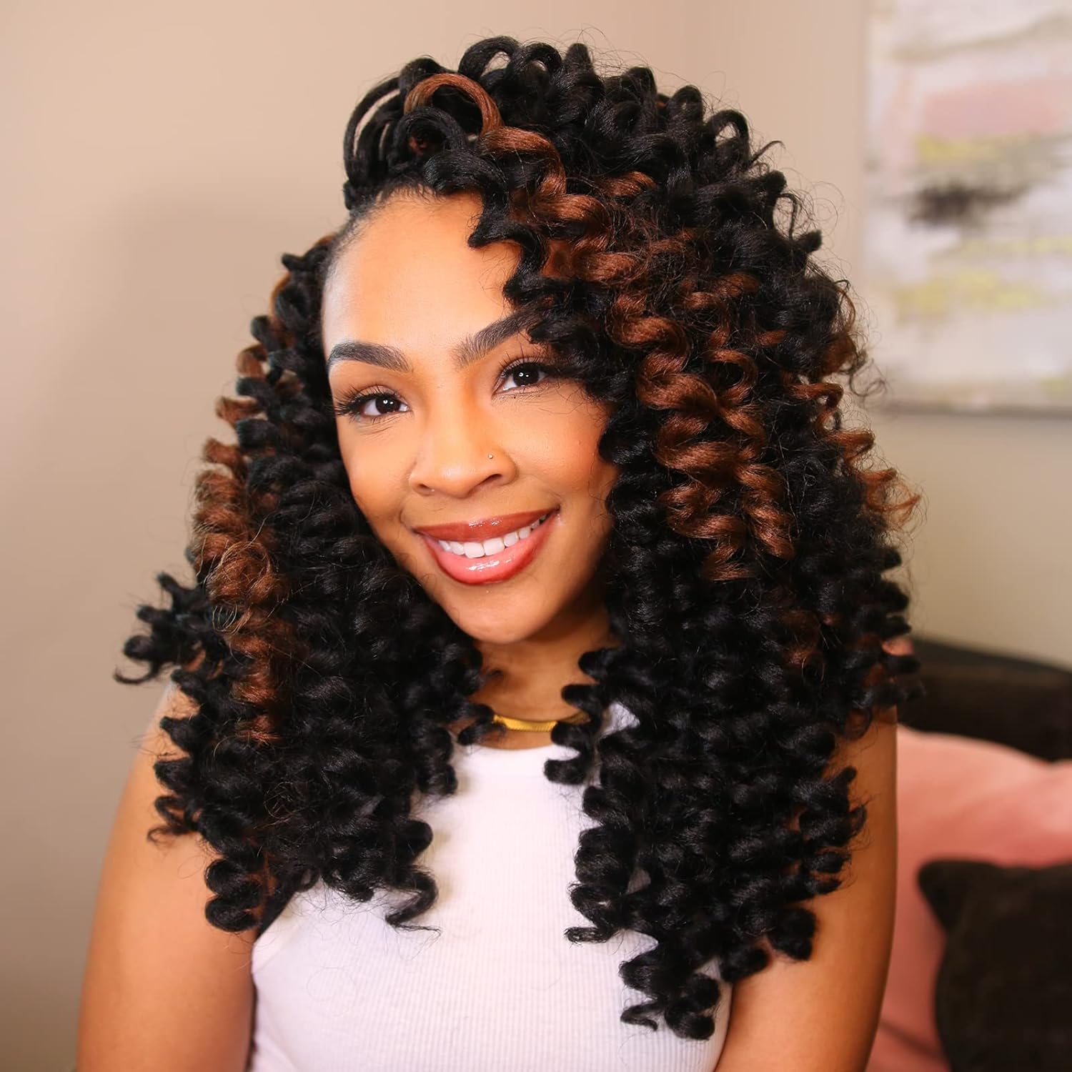 FAST SHIPPING 3-5 DAY WC | Toyotress Wand Curl Crochet Hair - 6 Inch 6 Packs Jet Black Jamaican Bounce Crochet Hair, Short Bob Curly Crochet Braids Bouncy Curls Synthetic Braiding Hair Extensions (6 Inch, 1-6P)