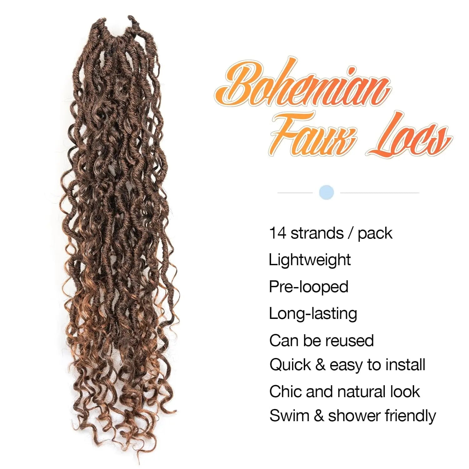 ( US ONLY) FAST SHIPPING GL | Toyotress® Curly Locs Crochet Hair - Natural Black Pre-twisted Faux Locs Crochet Braids, Short Pre-looped Synthetic Braiding Hair Extensions Toyotress