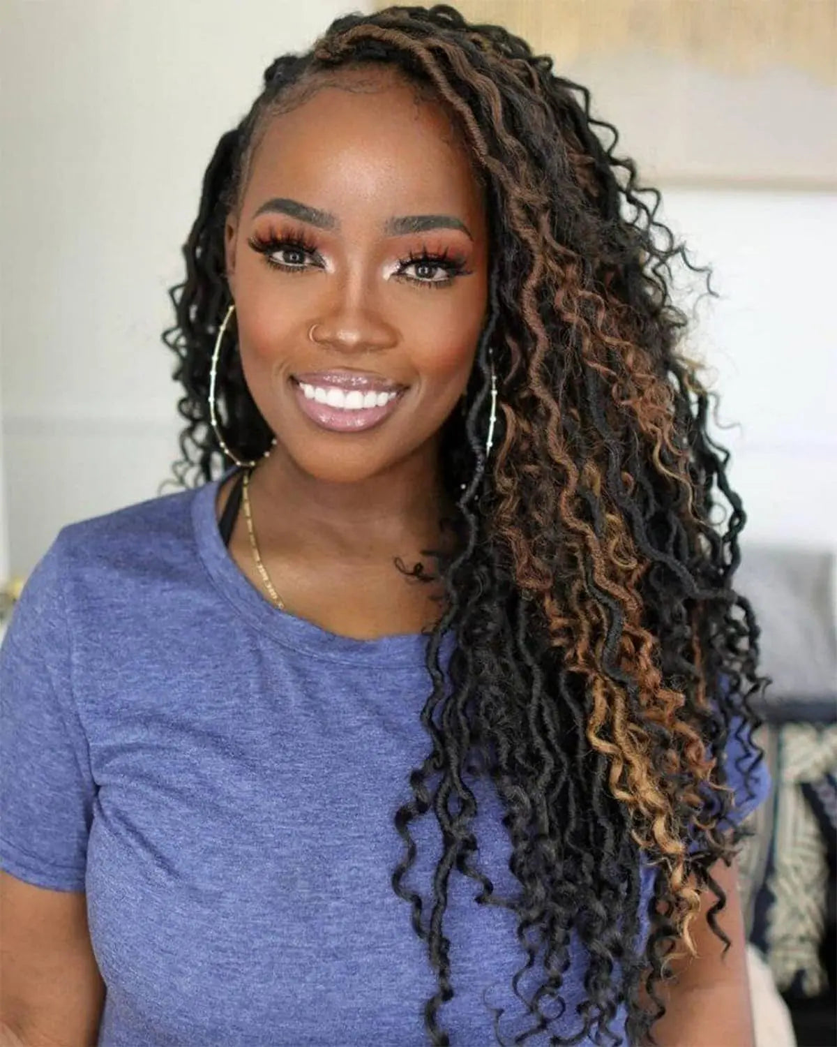 ( US ONLY) FAST SHIPPING GL | Toyotress® Curly Locs Crochet Hair - Natural Black Pre-twisted Faux Locs Crochet Braids, Short Pre-looped Synthetic Braiding Hair Extensions Toyotress