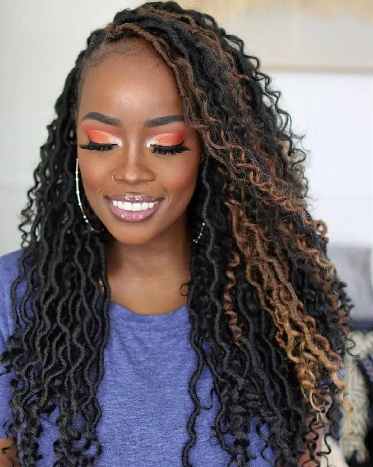 ( US ONLY) FAST SHIPPING GL | Toyotress® Curly Locs Crochet Hair - Natural Black Pre-twisted Faux Locs Crochet Braids, Short Pre-looped Synthetic Braiding Hair Extensions Toyotress