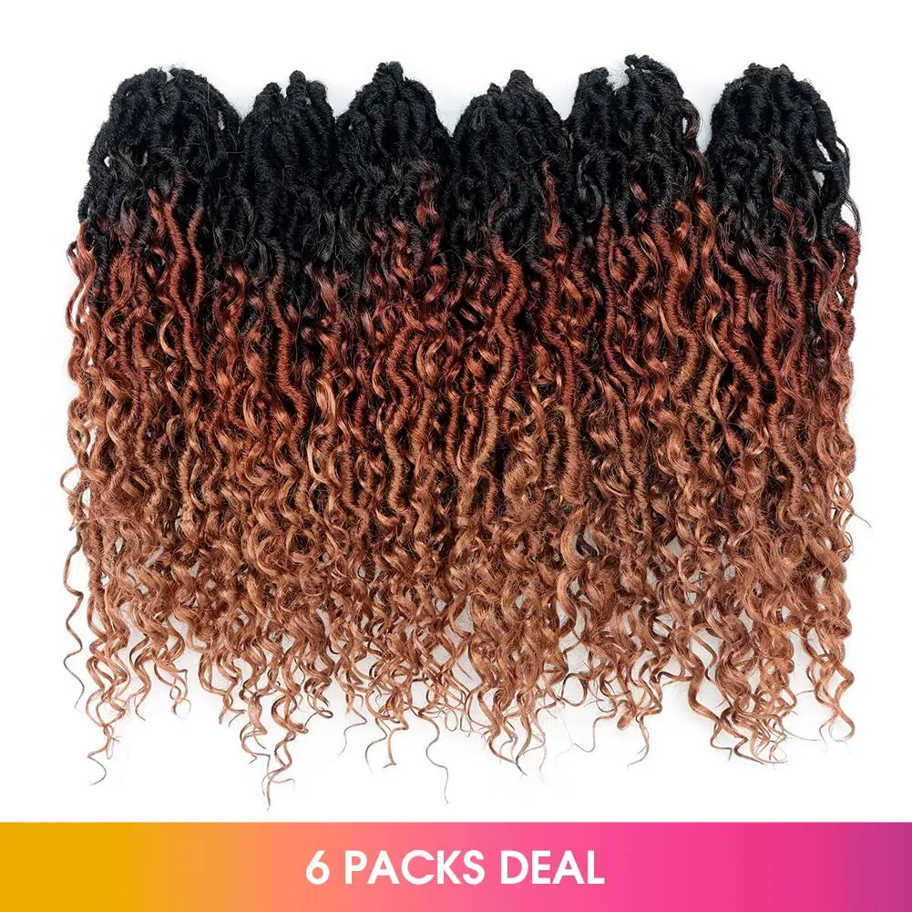 ( US ONLY) FAST SHIPPING GL | Toyotress® Curly Locs Crochet Hair - Natural Black Pre-twisted Faux Locs Crochet Braids, Short Pre-looped Synthetic Braiding Hair Extensions Toyotress