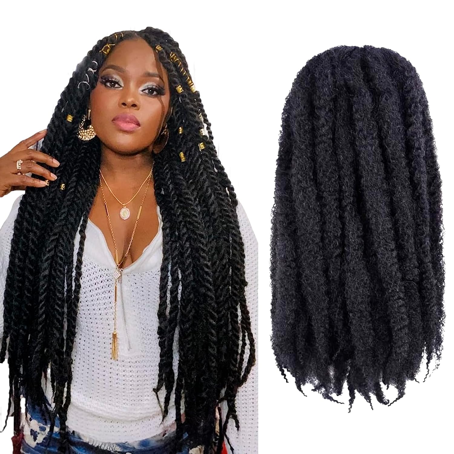 FAST SHIPPING 3-5 DAY Marley Hair | ToyoTress Marley Twist Hair - Short Black Marley Hair For Faux Locs, Afro Kinky Curly Marley Twist Braiding Hair Extensions Synthetic