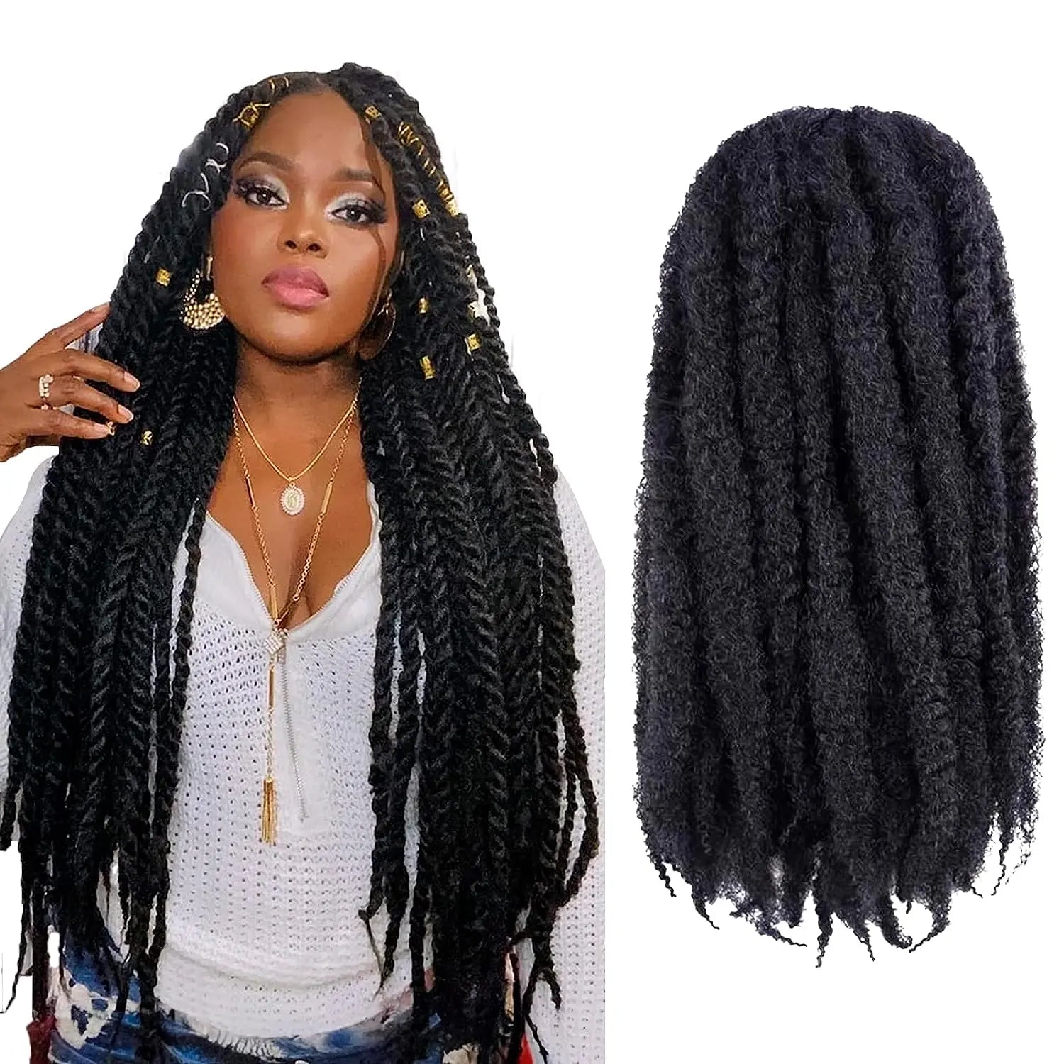 ( US ONLY) FAST SHIPPING Marley Hair | Toyotress® Marley Twist Hair - Short Black Marley Hair For Faux Locs, Afro Kinky Curly Marley Twist Braiding Hair Extensions Synthetic Toyotress