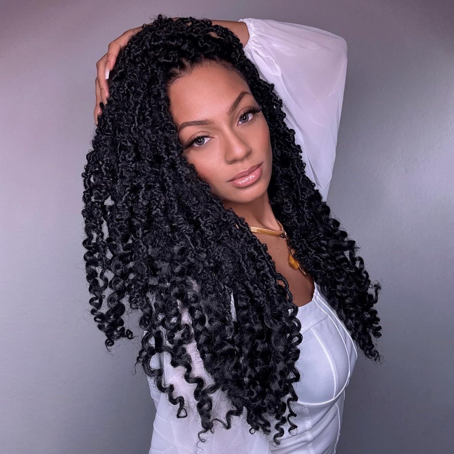 FAST SHIPPING 3-5 DAY BLC | Toyotress Butterfly Locs Crochet Hair With Curly Ends 8 Packs Soft Locs Pre-Looped Butterfly Locs Butterfly Faux Locs Synthetic Hair Extensions