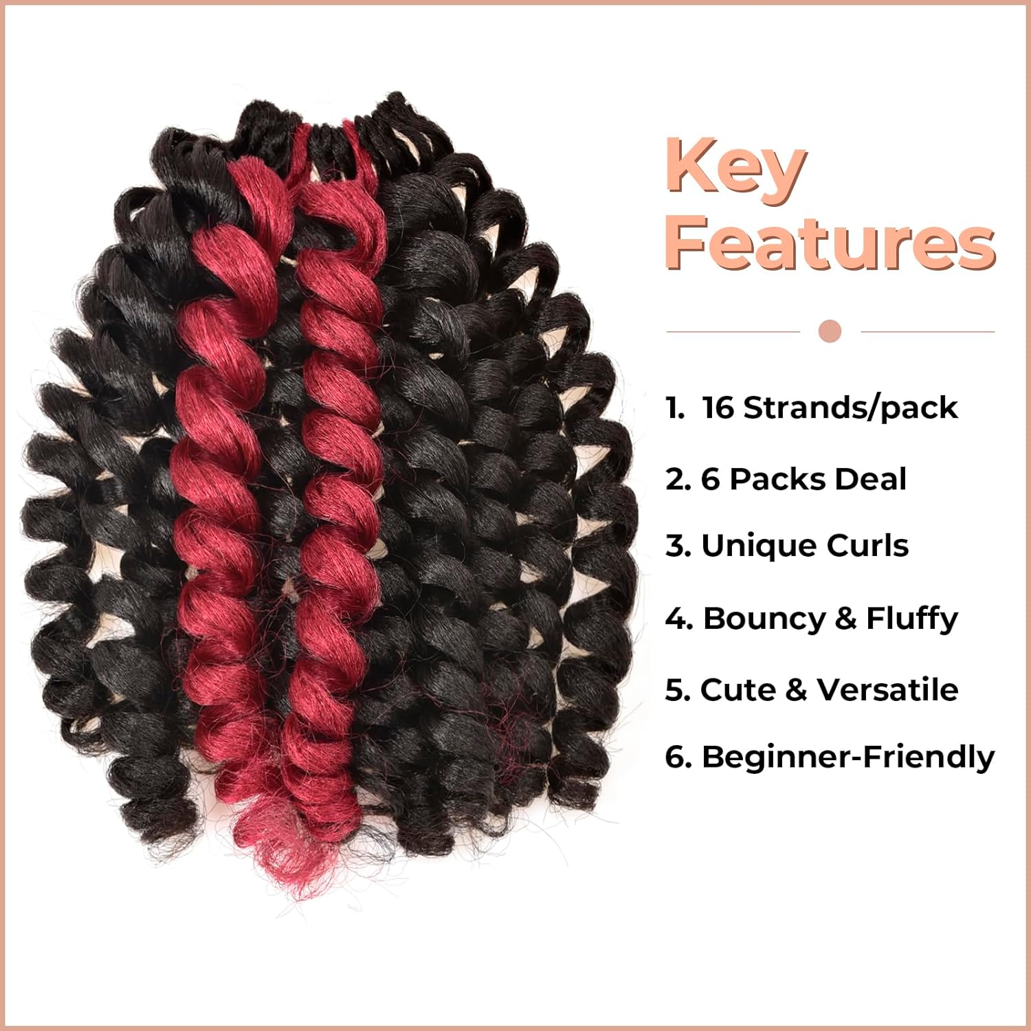 FAST SHIPPING 3-5 DAY WC | Toyotress Wand Curl Crochet Hair - 6 Inch 6 Packs Jet Black Jamaican Bounce Crochet Hair, Short Bob Curly Crochet Braids Bouncy Curls Synthetic Braiding Hair Extensions (6 Inch, 1-6P)