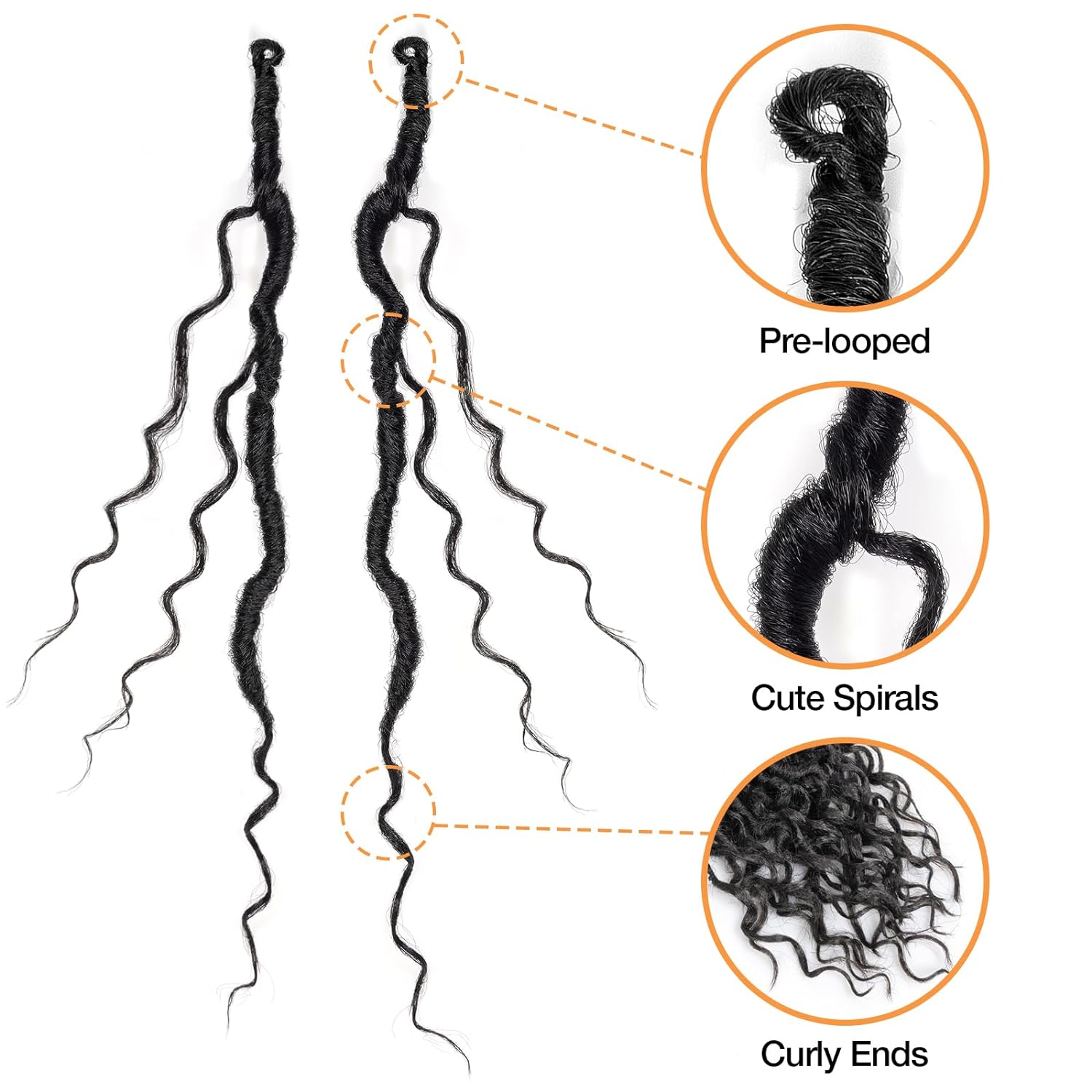 FAST SHIPPING 3-5 DAY GL | ToyoTress Curly Locs Crochet Hair - Natural Black Pre-twisted Faux Locs Crochet Braids, Short Pre-looped Synthetic Braiding Hair Extensions