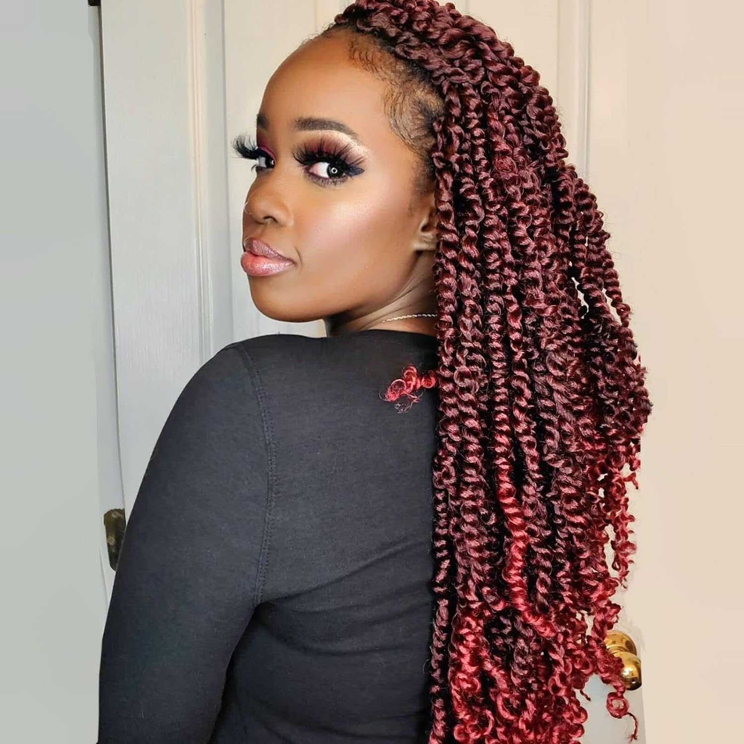 ( US ONLY) FAST SHIPPING NB | ToyoTress Tiana Passion Twist Hair - Pre-twisted Crochet Braids Natural Black, Pre-looped Synthetic Braiding Hair Extensions