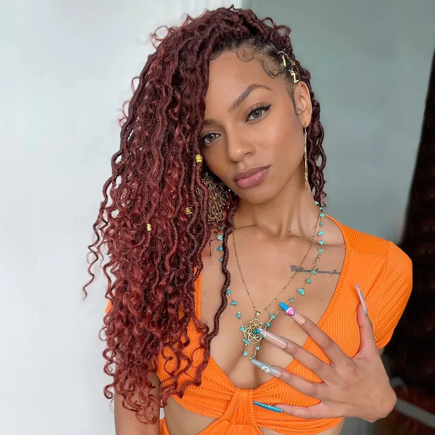 ( US ONLY) FAST SHIPPING GL | Toyotress® Curly Locs Crochet Hair - Natural Black Pre-twisted Faux Locs Crochet Braids, Short Pre-looped Synthetic Braiding Hair Extensions Toyotress