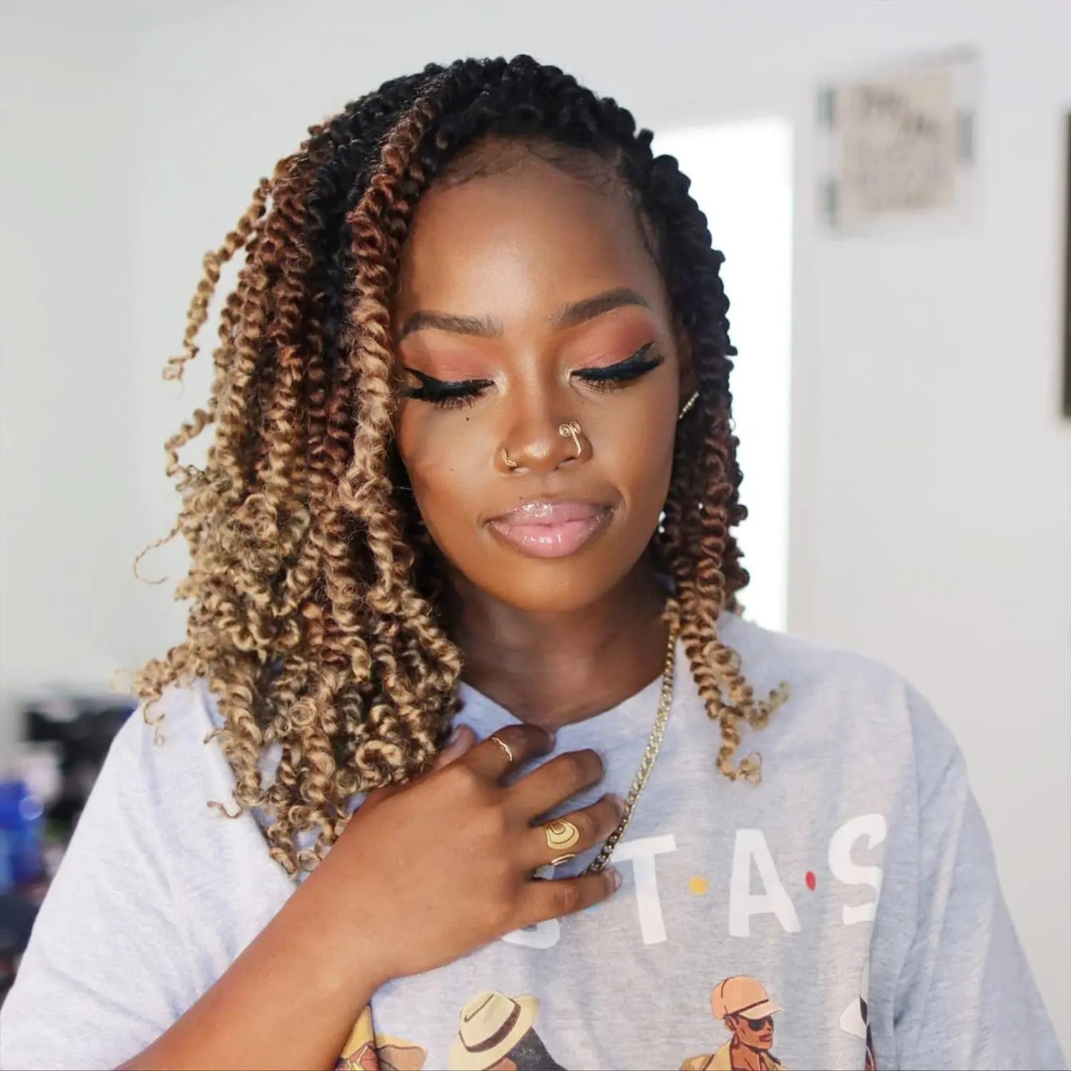 ( US ONLY) FAST SHIPPING NB | Toyotress® Tiana Passion Twist Hair - Pre-twisted Crochet Braids Natural Black, Pre-looped Synthetic Braiding Hair Extensions Toyotress