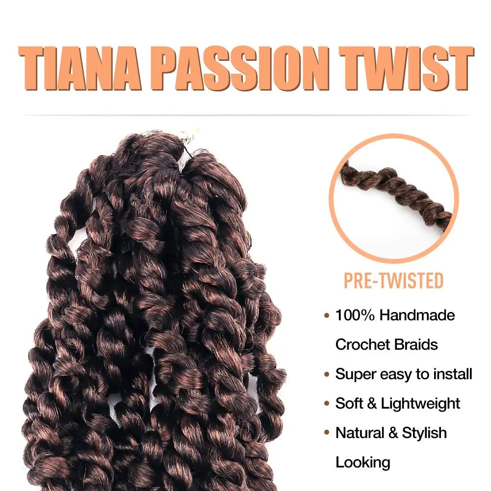 ( US ONLY) FAST SHIPPING NB | Toyotress® Tiana Passion Twist Hair - Pre-twisted Crochet Braids Natural Black, Pre-looped Synthetic Braiding Hair Extensions Toyotress