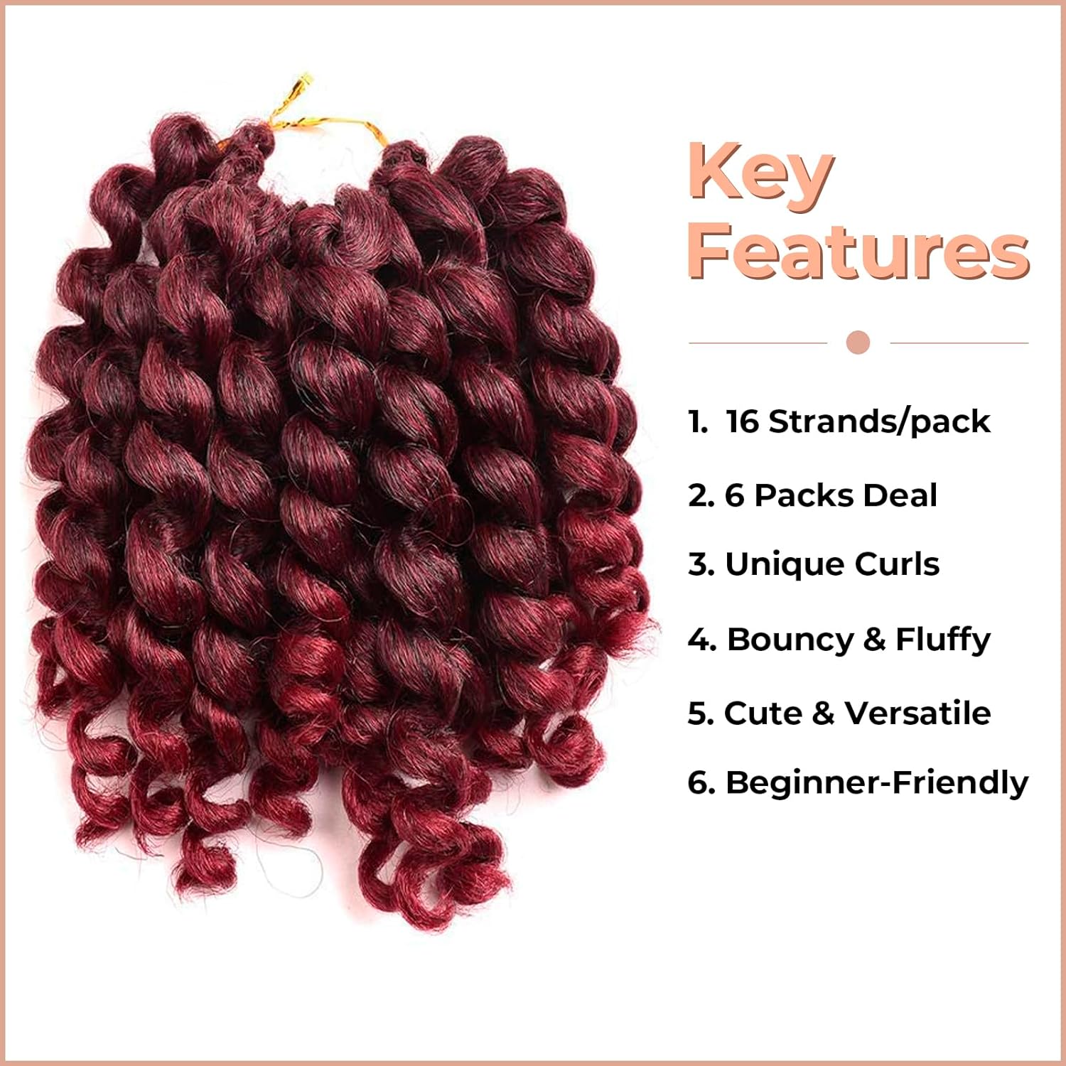 FAST SHIPPING 3-5 DAY WC | Toyotress Wand Curl Crochet Hair - 6 Inch 6 Packs Jet Black Jamaican Bounce Crochet Hair, Short Bob Curly Crochet Braids Bouncy Curls Synthetic Braiding Hair Extensions (6 Inch, 1-6P)