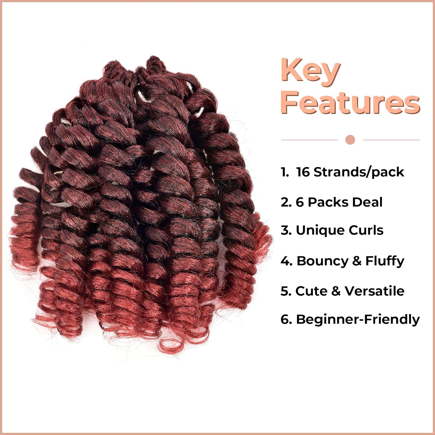 FAST SHIPPING 3-5 DAY WC | Toyotress Wand Curl Crochet Hair - 6 Inch 6 Packs Jet Black Jamaican Bounce Crochet Hair, Short Bob Curly Crochet Braids Bouncy Curls Synthetic Braiding Hair Extensions (6 Inch, 1-6P)