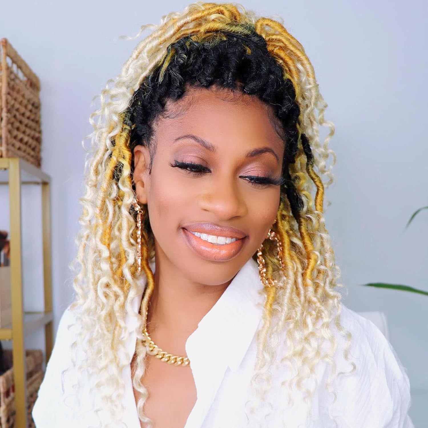 FAST SHIPPING 3-5 DAY GL | ToyoTress Curly Locs Crochet Hair - Natural Black Pre-twisted Faux Locs Crochet Braids, Short Pre-looped Synthetic Braiding Hair Extensions