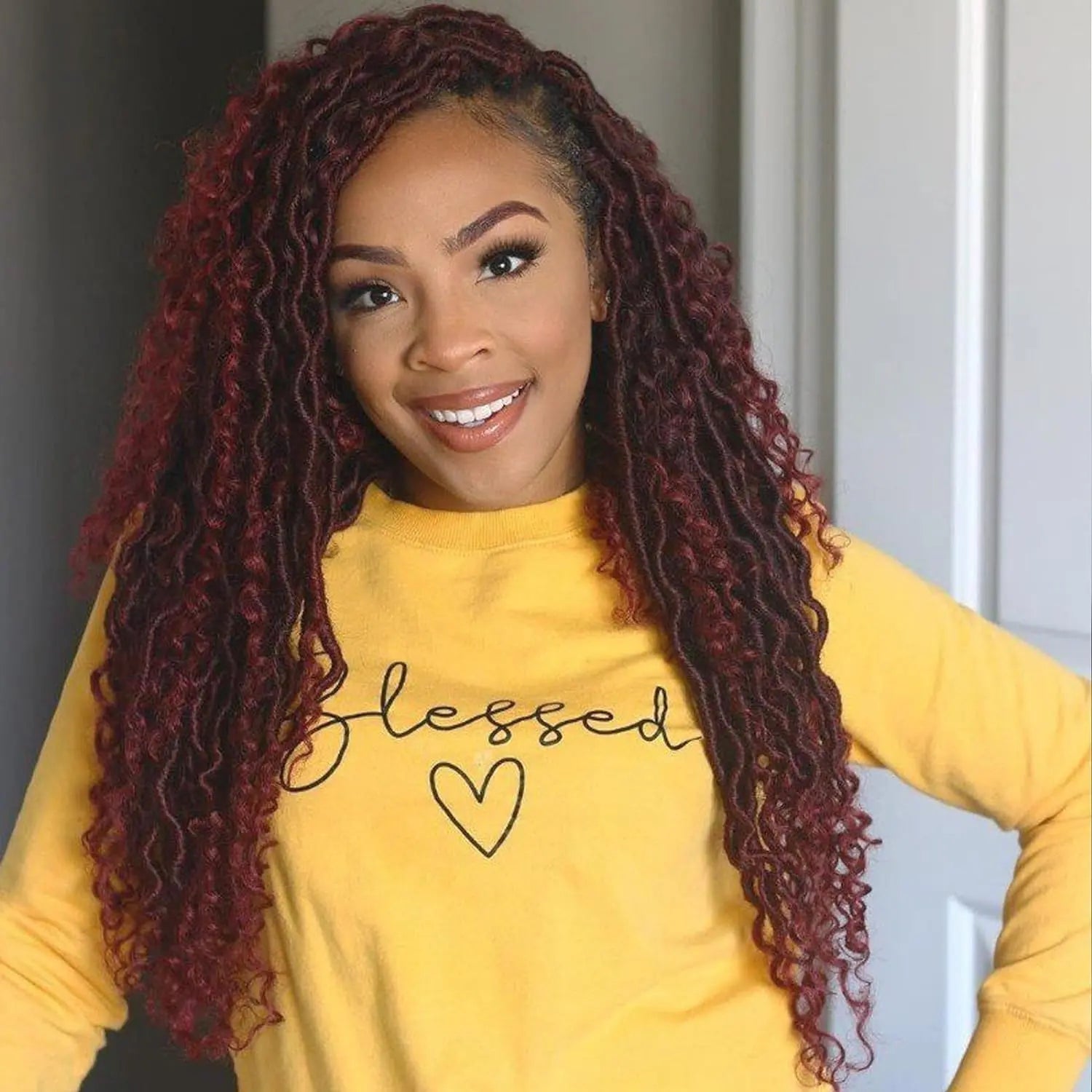 ( US ONLY) FAST SHIPPING GL | Toyotress® Curly Locs Crochet Hair - Natural Black Pre-twisted Faux Locs Crochet Braids, Short Pre-looped Synthetic Braiding Hair Extensions Toyotress