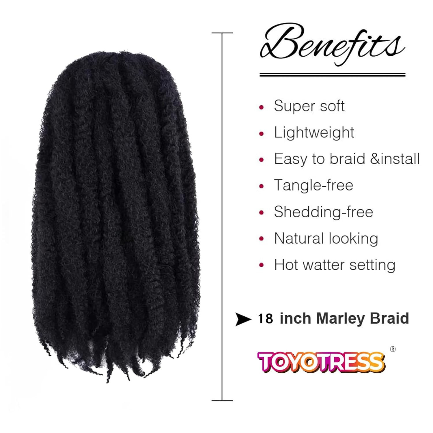 FAST SHIPPING 3-5 DAY Marley Hair | ToyoTress Marley Twist Hair - Short Black Marley Hair For Faux Locs, Afro Kinky Curly Marley Twist Braiding Hair Extensions Synthetic