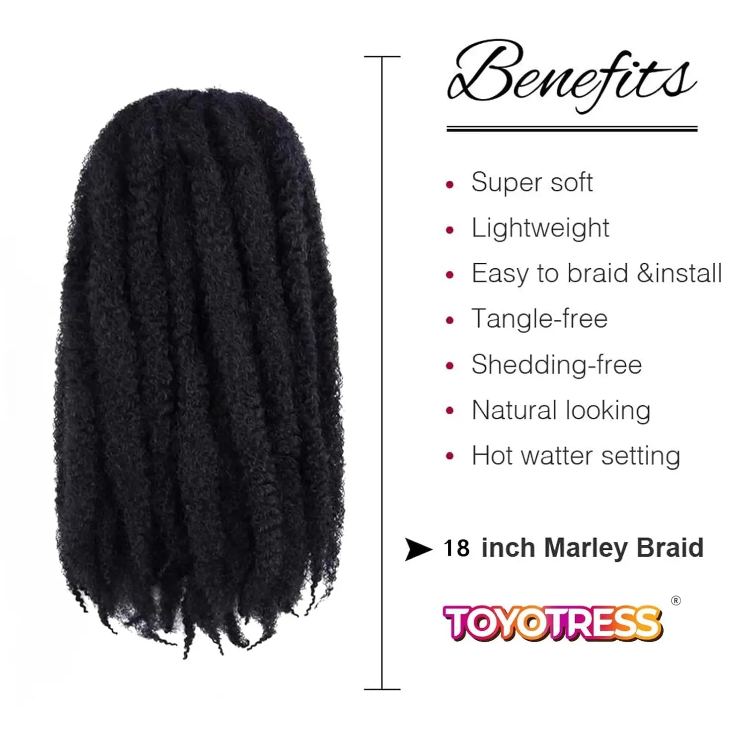 ( US ONLY) FAST SHIPPING Marley Hair | Toyotress® Marley Twist Hair - Short Black Marley Hair For Faux Locs, Afro Kinky Curly Marley Twist Braiding Hair Extensions Synthetic Toyotress